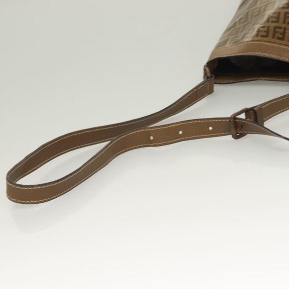 FENDI Zucchino Canvas Shoulder Bag Vintage Brown - Picture 7 of 12